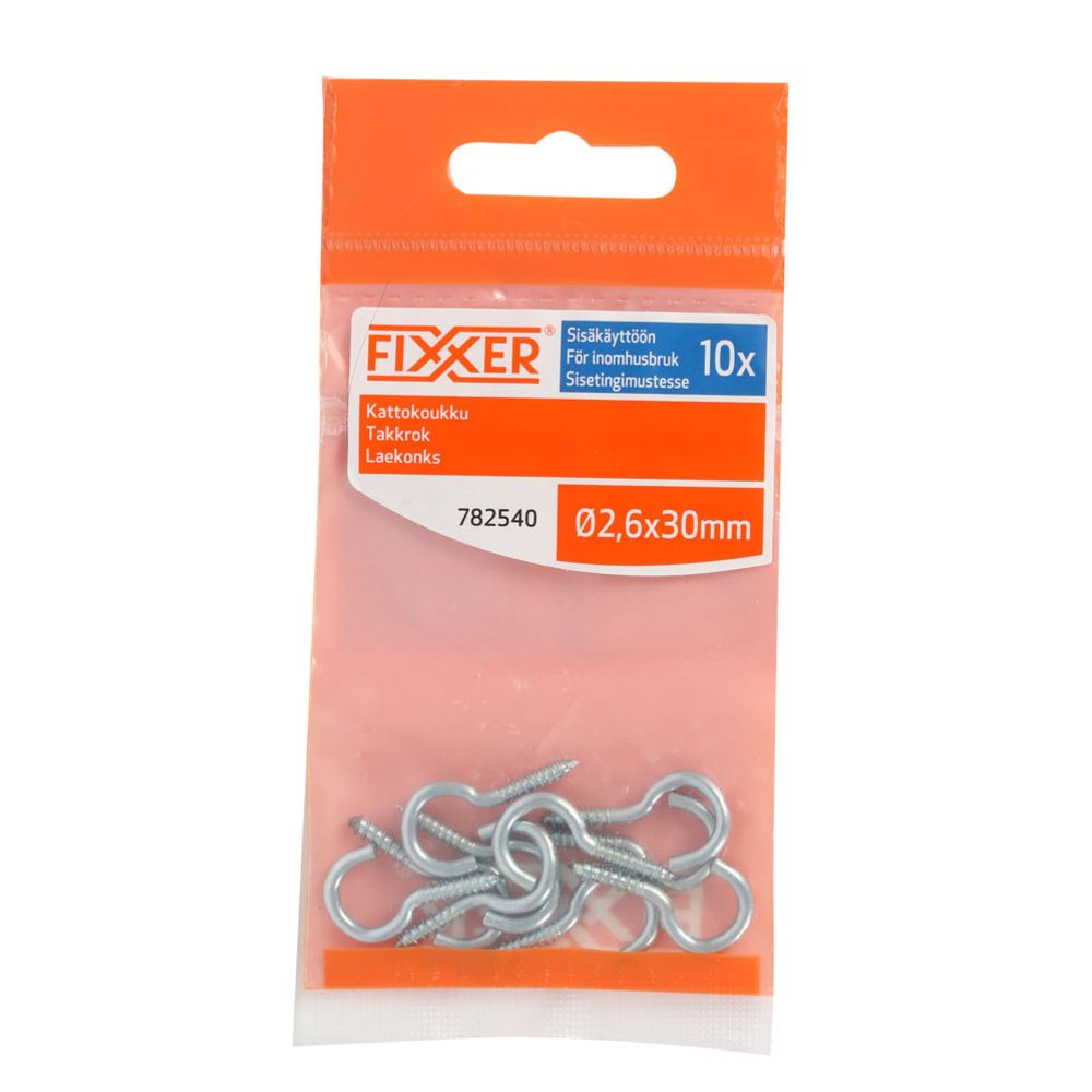 Fixxer® takkrok stål 26 x 30 mm 10 st.
