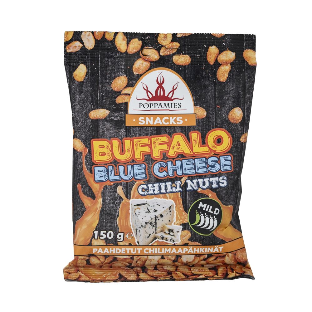Poppamies Buffalo Blue Cheese Chili Nuts maapähkinät 150 g