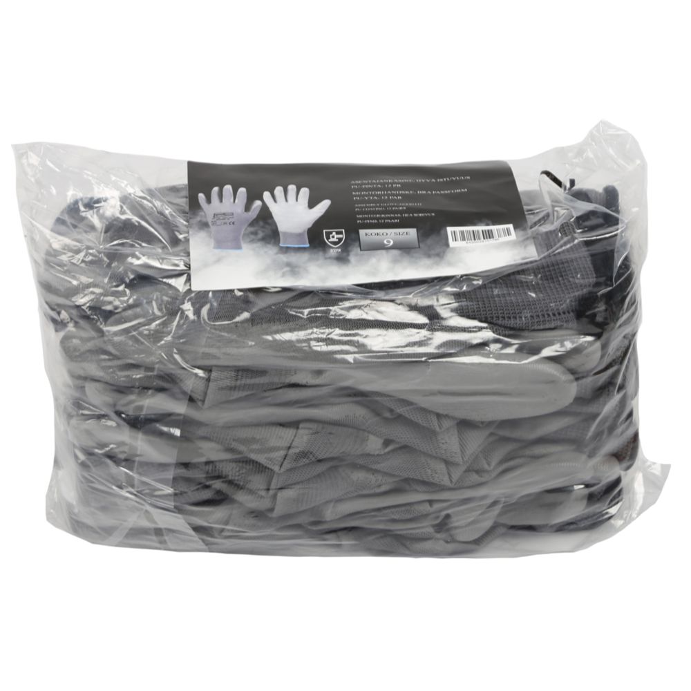 Paigaldaja kindad hallid 12 paari