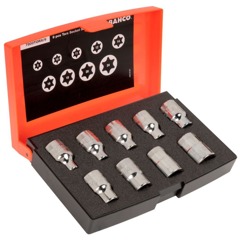 Bahco 7800TORX/9 E-Torx padrunikomplekt 1/2" E8-E24 9 osa