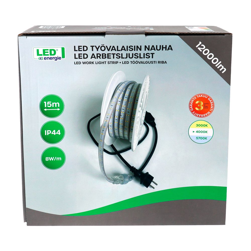 Led Energie ljuskabel 230 V 15 m 12 000 lm