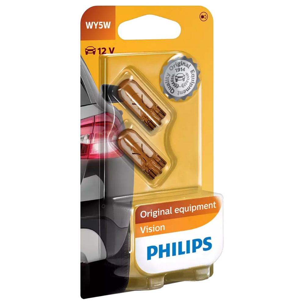 Philips glassockellampa 2-pack 12V 5W WY5W (T10) orange