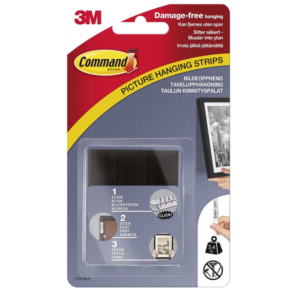 3M Command 17201BLK monteringsstrips svart 19 x 70 mm 4 st.
