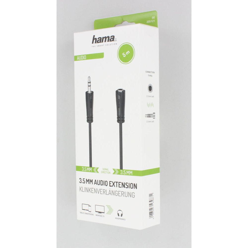Hama audiokaabel 3,5 mm isane - 3,5 mm emane 5,0 m