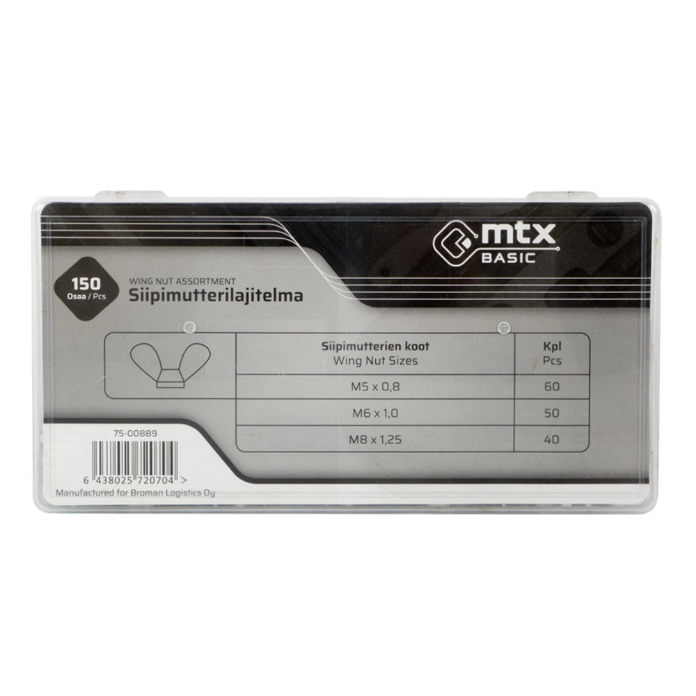 MTX Basic siipimutterilajitelma 150 osaa