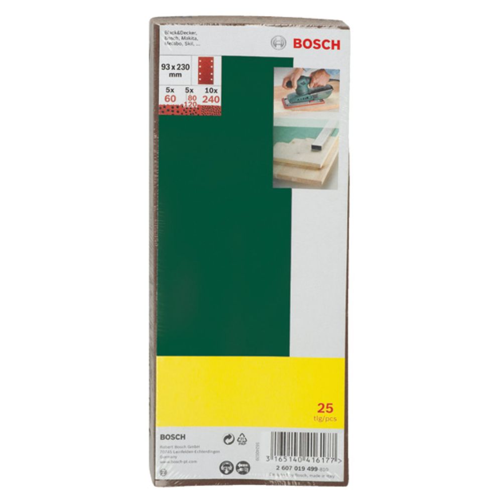 Bosch tasohiomakoneen hiomapaperi 93 x 230 mm G60 - G240 25 kpl