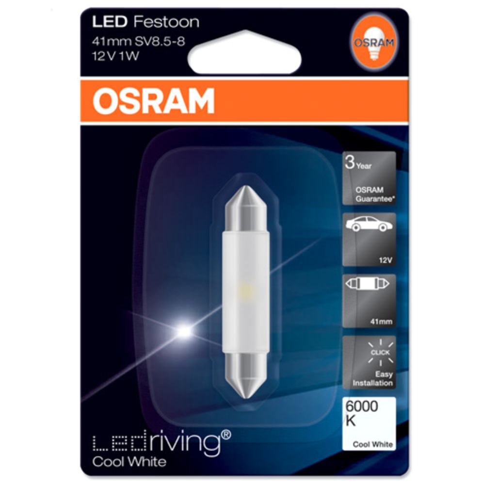Osram LED-polttimo 6000K 12V SV8.5 41 mm EI TIELIIKENTEESEEN