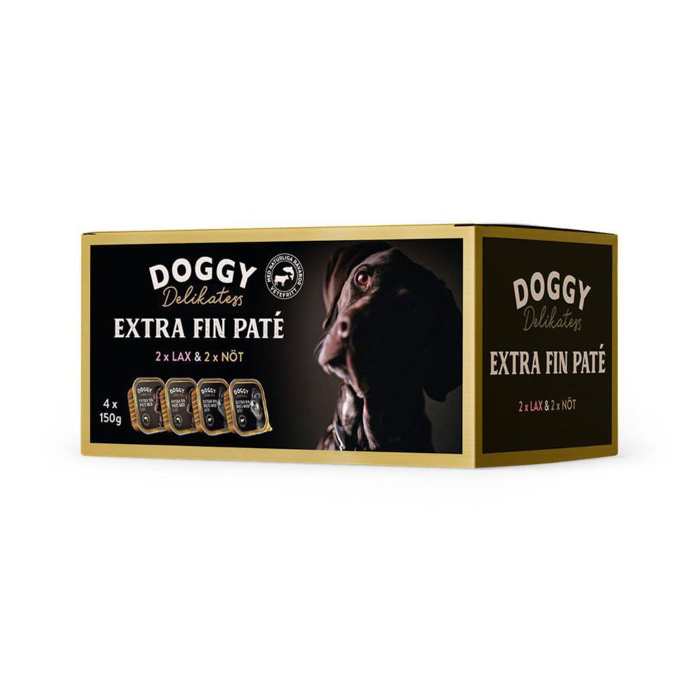 Doggy Delikatesspaté Multibox Nöt & Lax 4 x 150 g