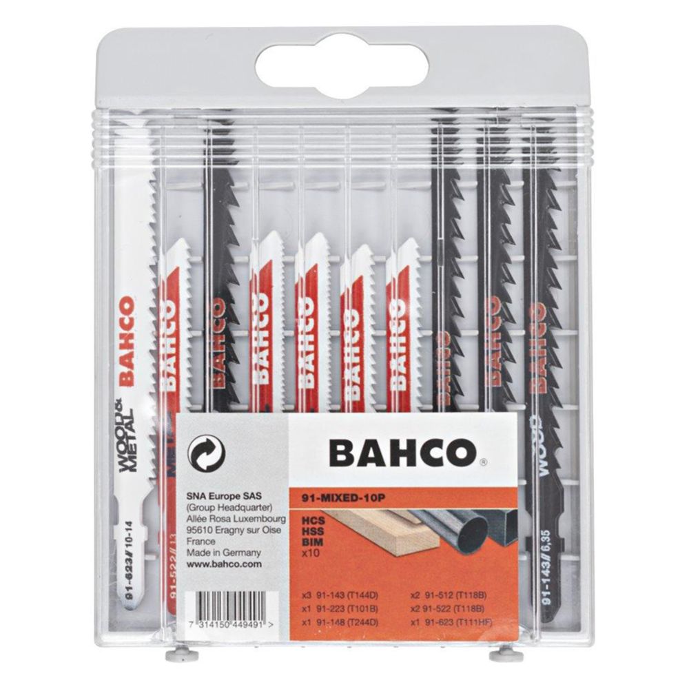Bahco 91-MIXED-10P sticksågsblad för metall/trä 10 st.