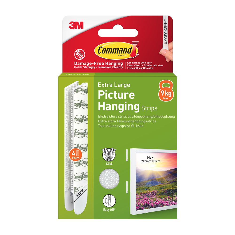 3M Command 17217UKN XL taulunkiinnityspalat < 9 kg, 8 kpl