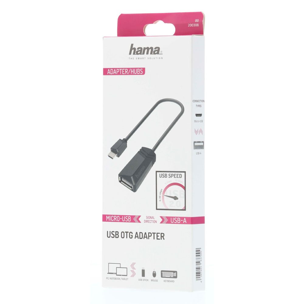 Hama USB-OTG-adapter, USB-A emane - Micro-USB isane, USB 2.0, 480 Mbit/s