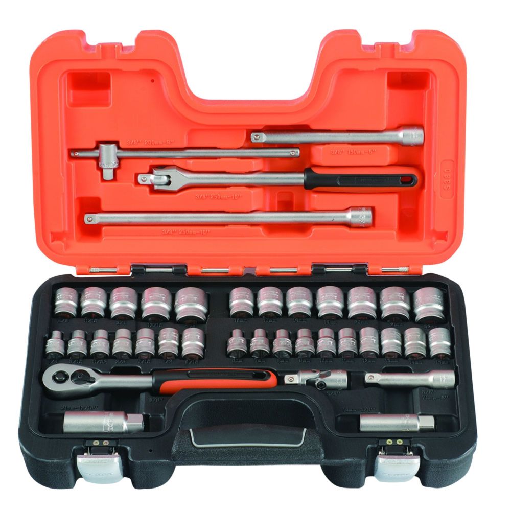 Bahco S380 padrunikomplekt mm ja tollid 3/8" 38 osa