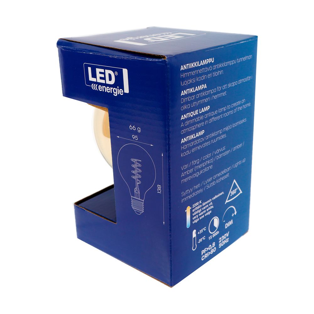Led Energie antiikkilamppu G95/E27 230lm 4W himmennettävä