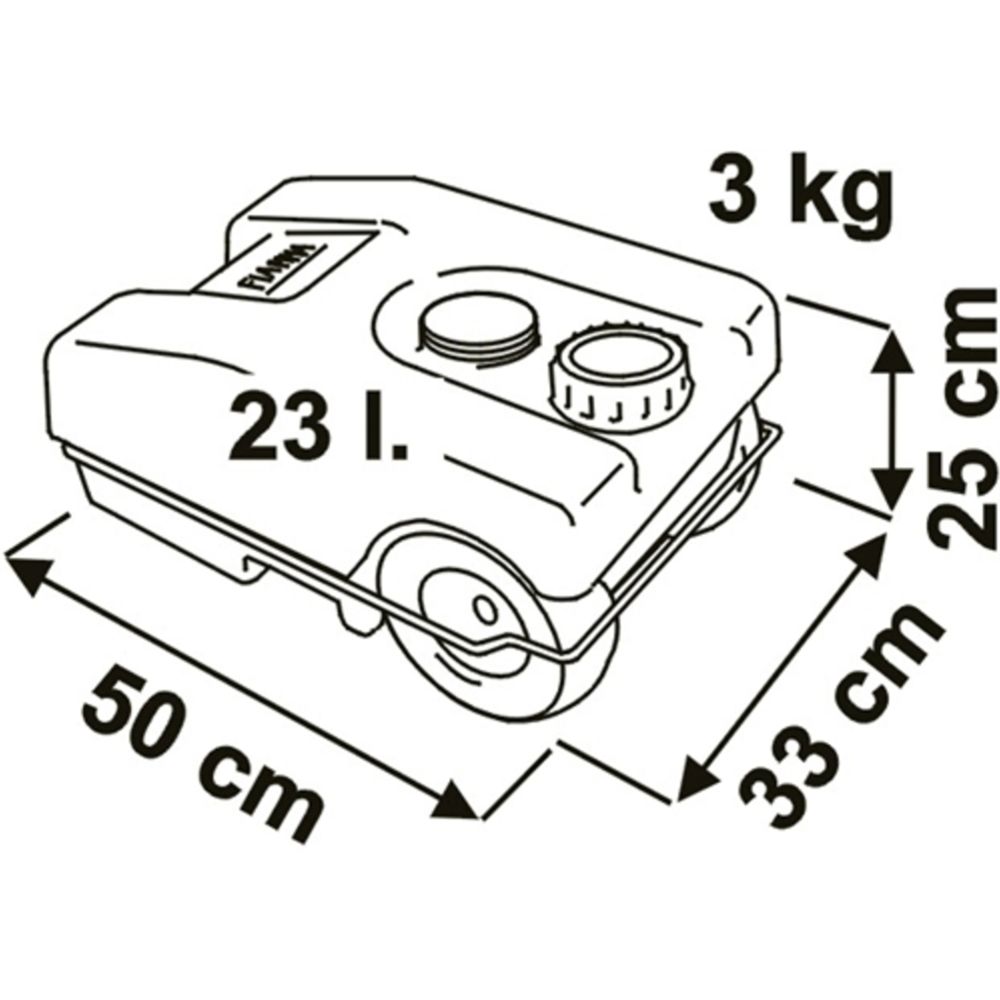 Fiamma ratastega reoveepaak, 23 l, 50 x 33 x 25 cm