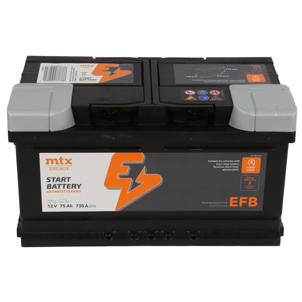MTX Energy EFB käivitusaku 75 Ah/730 A P315 x L175 x K175