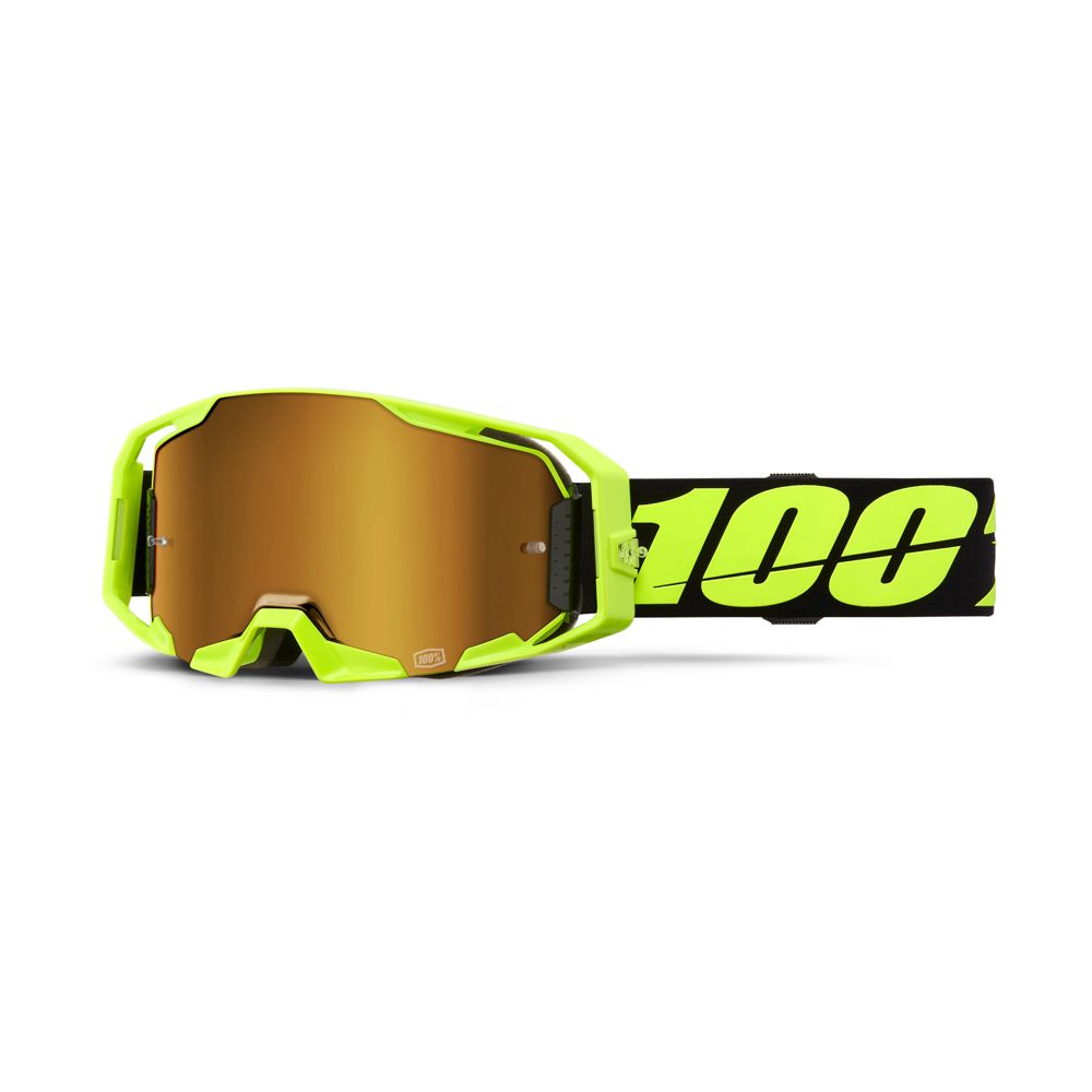 100% Armatic Neon Yellow crossglasögon guld spegellins