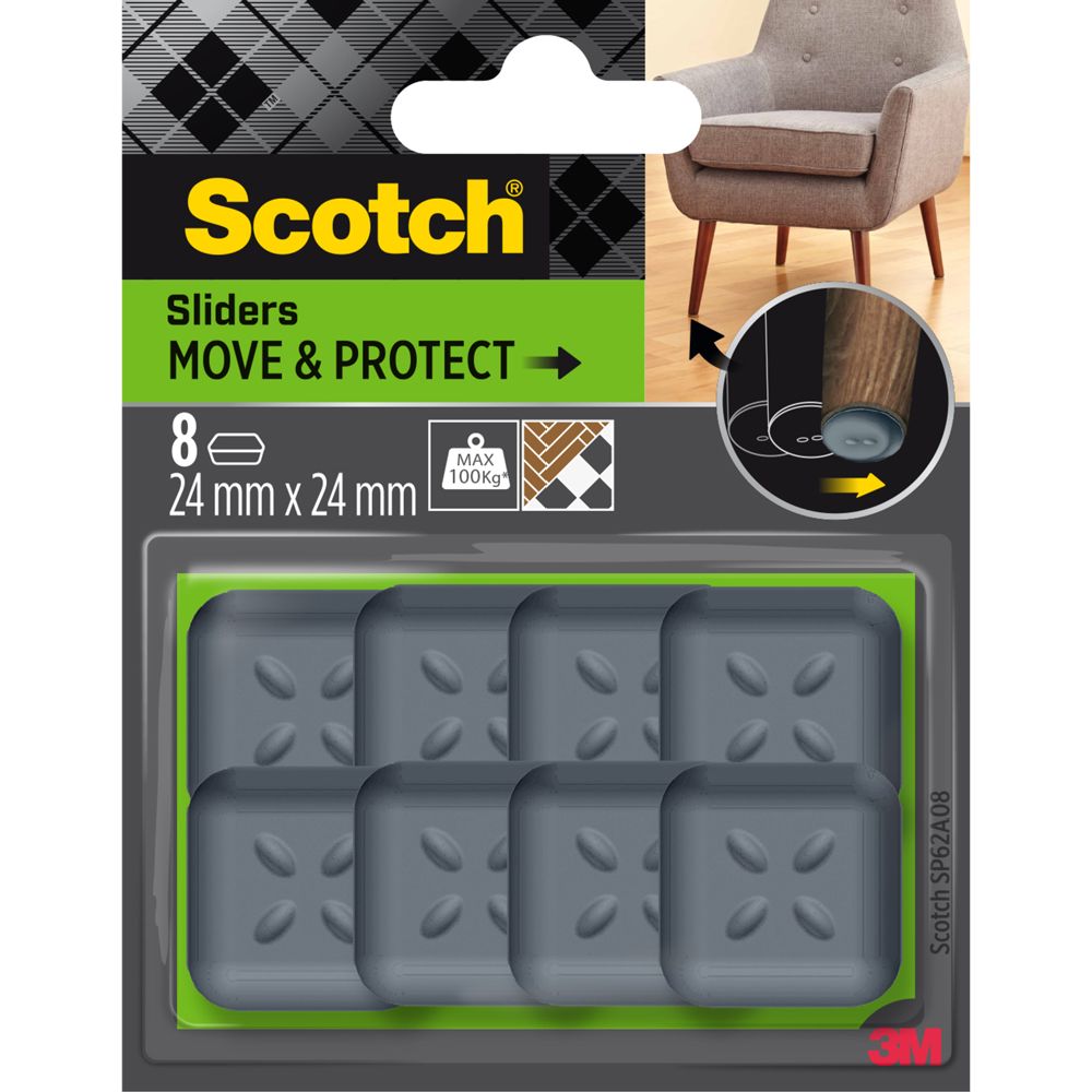 Scotch Move & Protect möbeltassar 24 mm 8 st.