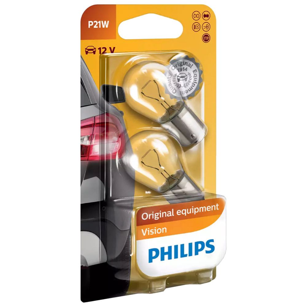 Philips BA15s metallsockellampa 12V 21W P21W 2 st.