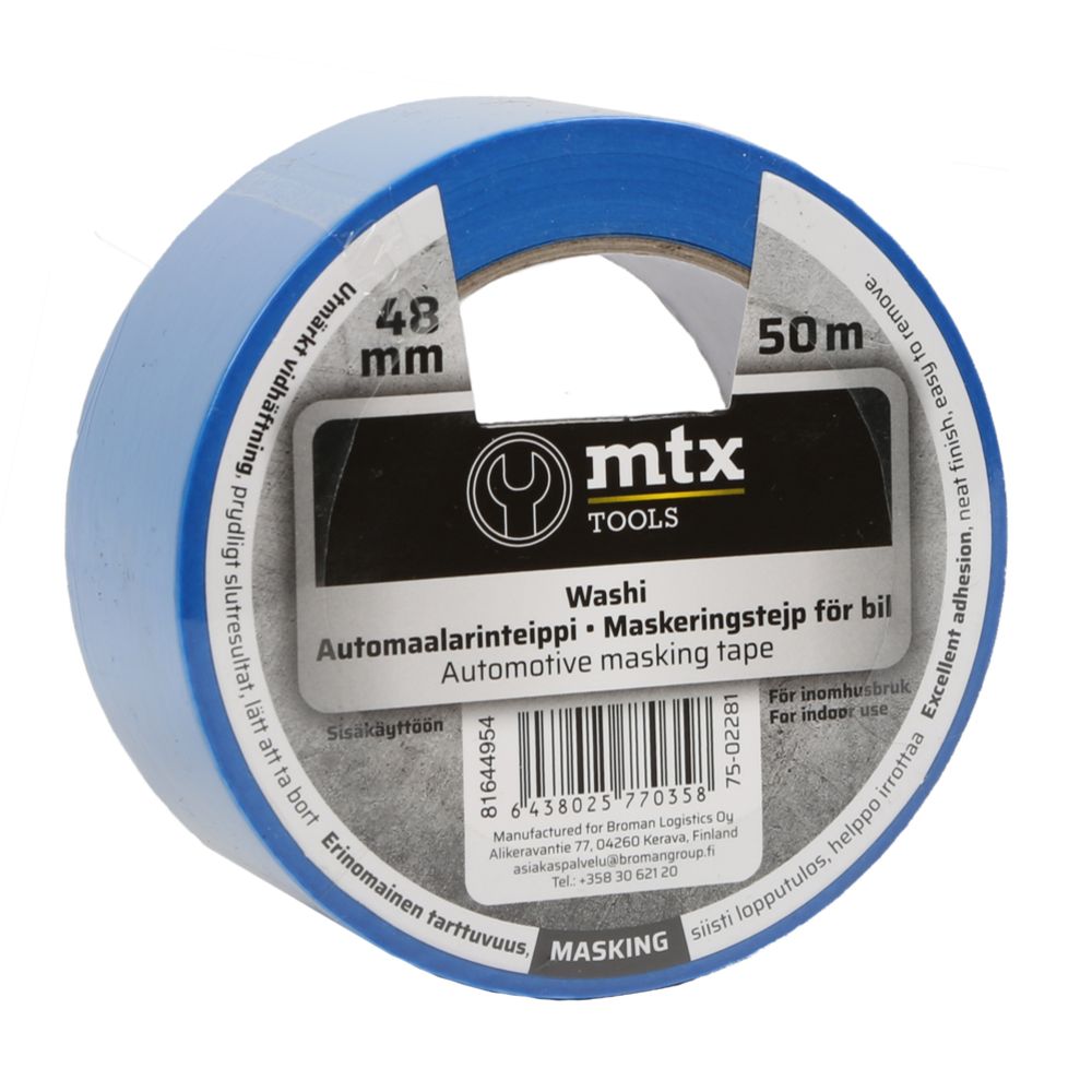 MTX Washi automaalarinteippi 48 mm x 50 m sininen