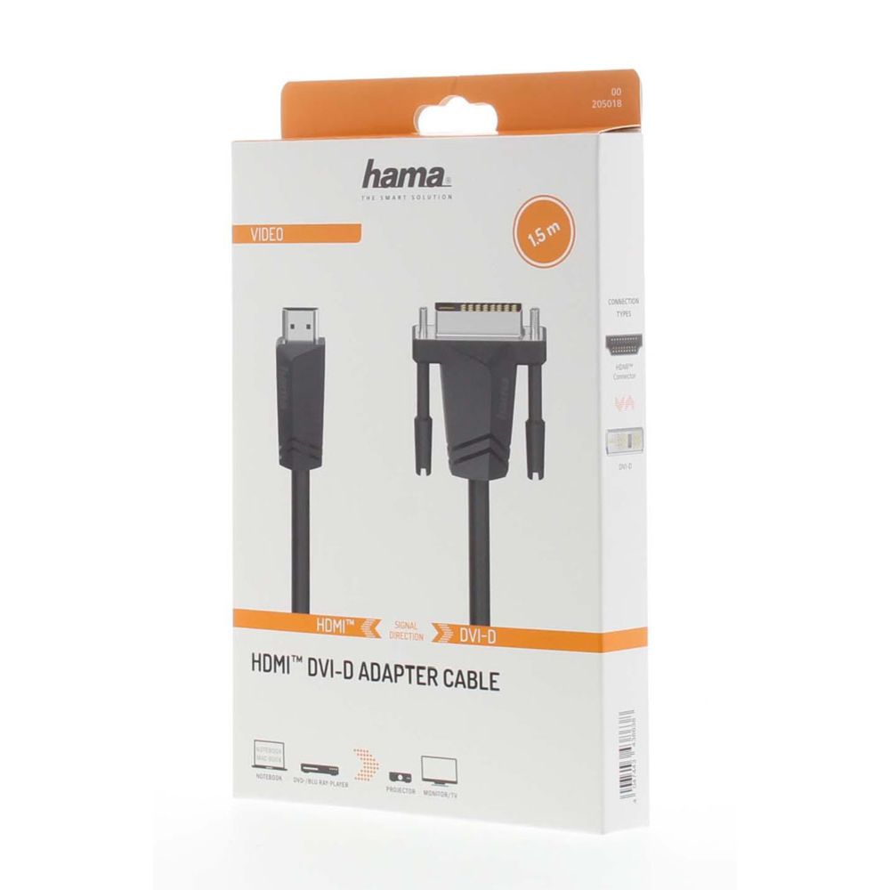Hama Videokaapeli DVI-D uros - HDMI uros, Full HD, 1,5 m