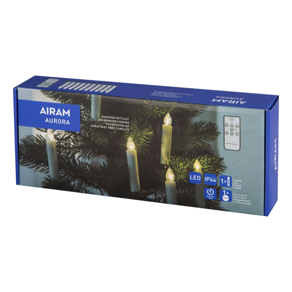 Airam Aurora LED julgransbelysning med fjärrkontroll IP44 10 st.