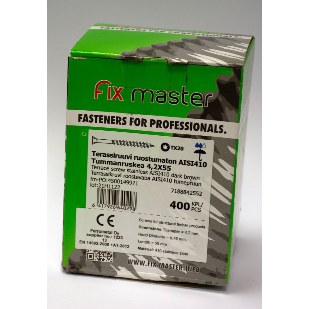 Terassiruuvi ruskea 4,2 x 55 mm AISI410 RST 400 kpl
