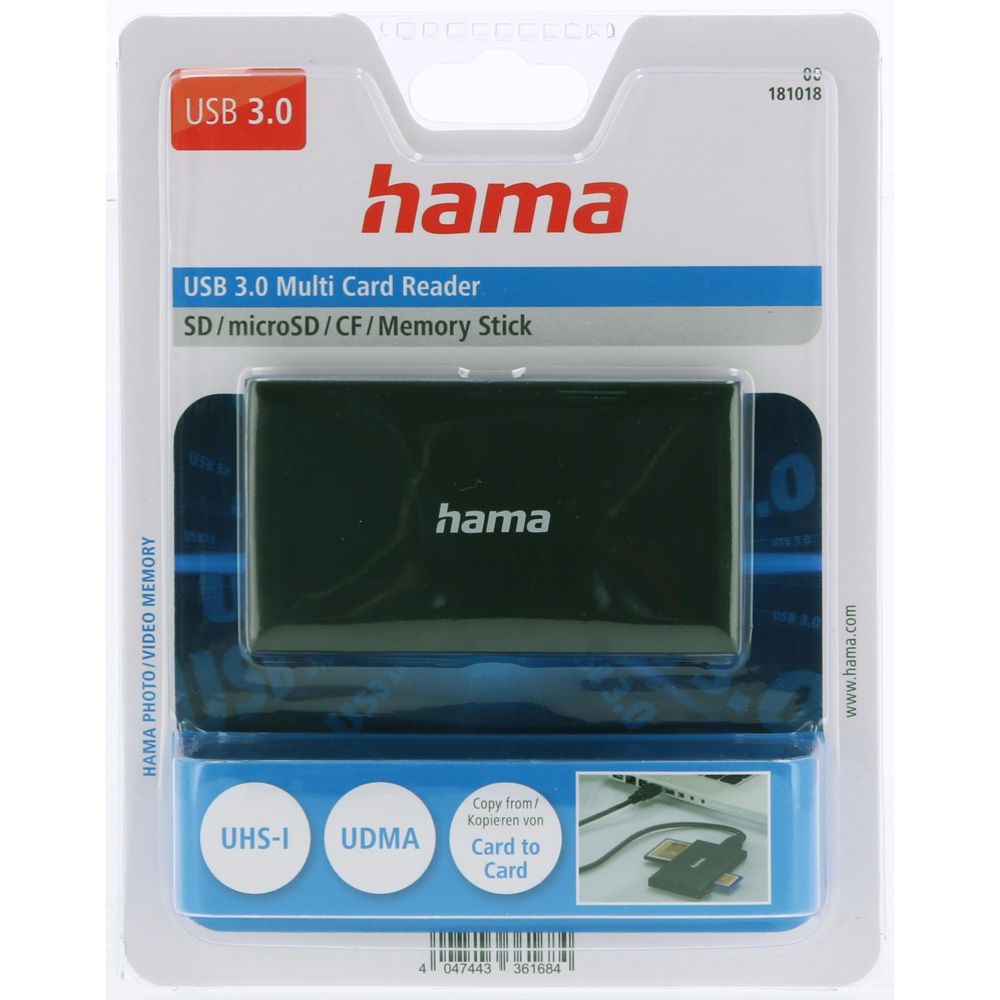 Hama Multi Card Reader minneskortläsare USB 3.0 svart