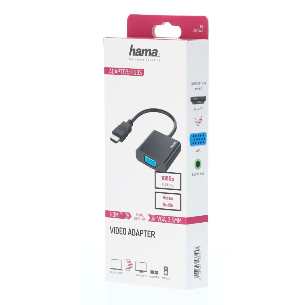 Hama Videoadapteri HDMI uros - VGA/3,5 mm naaras, Full HD, 0,15 m