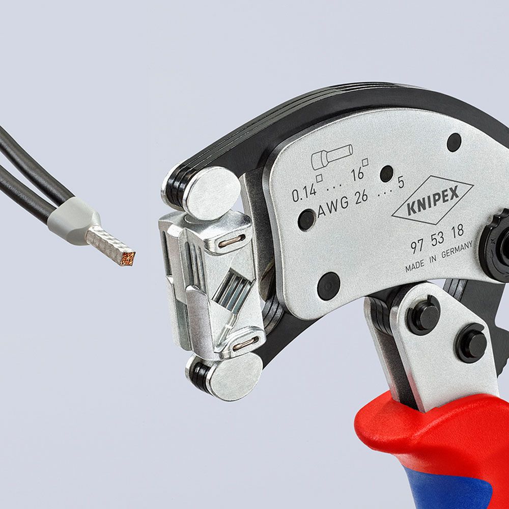 Knipex® 97 53 18 Twistor® pääteholkkien puristuspihdit itsesäätyvä 0,14-16 mm²