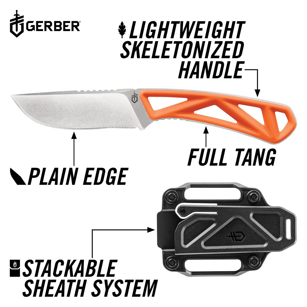 Gerber Exo-Mod Metsästysveitsi, sileäteräinen drop point
