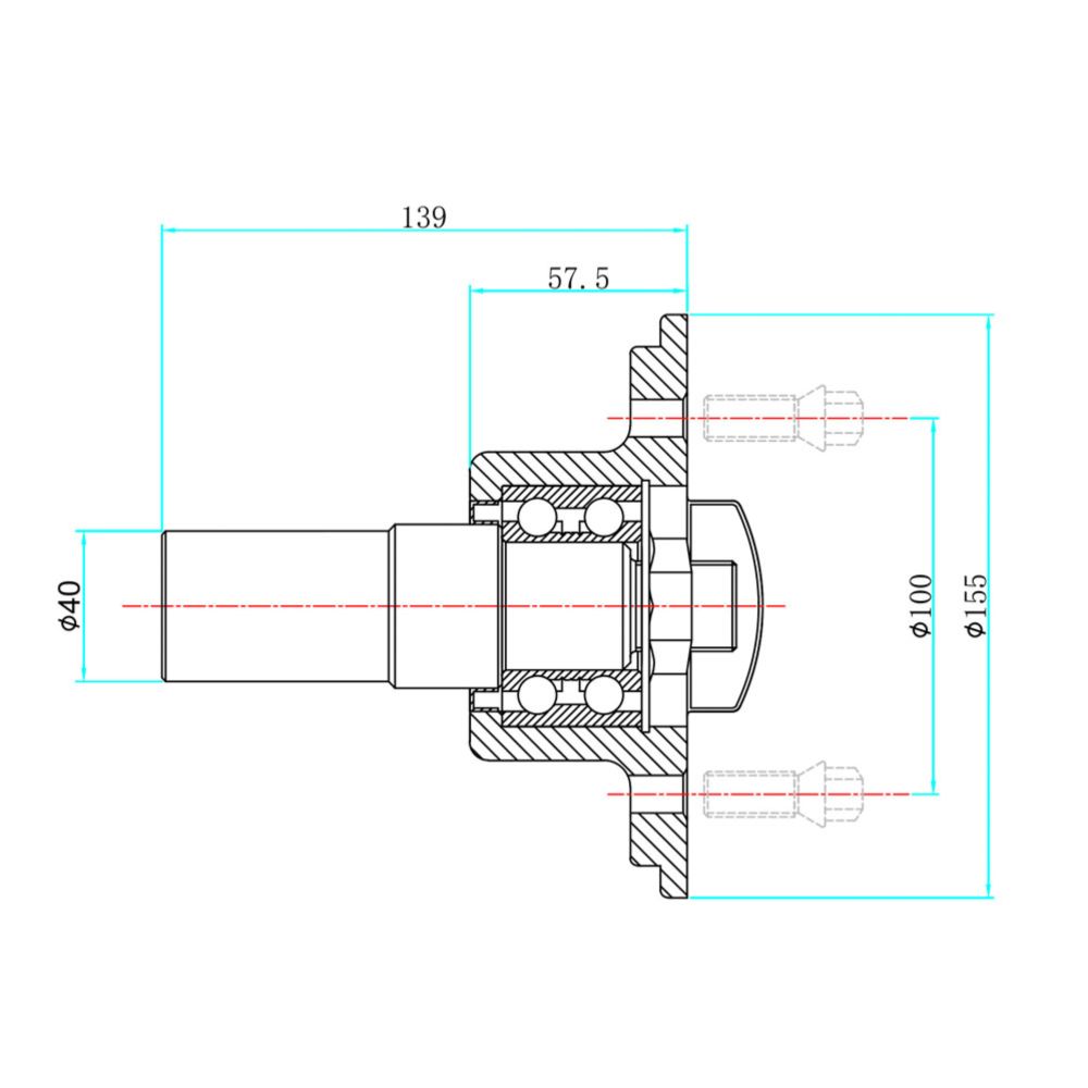Haagise torsiooni ots 4 x 57 mm x 100 mm 500 kg
