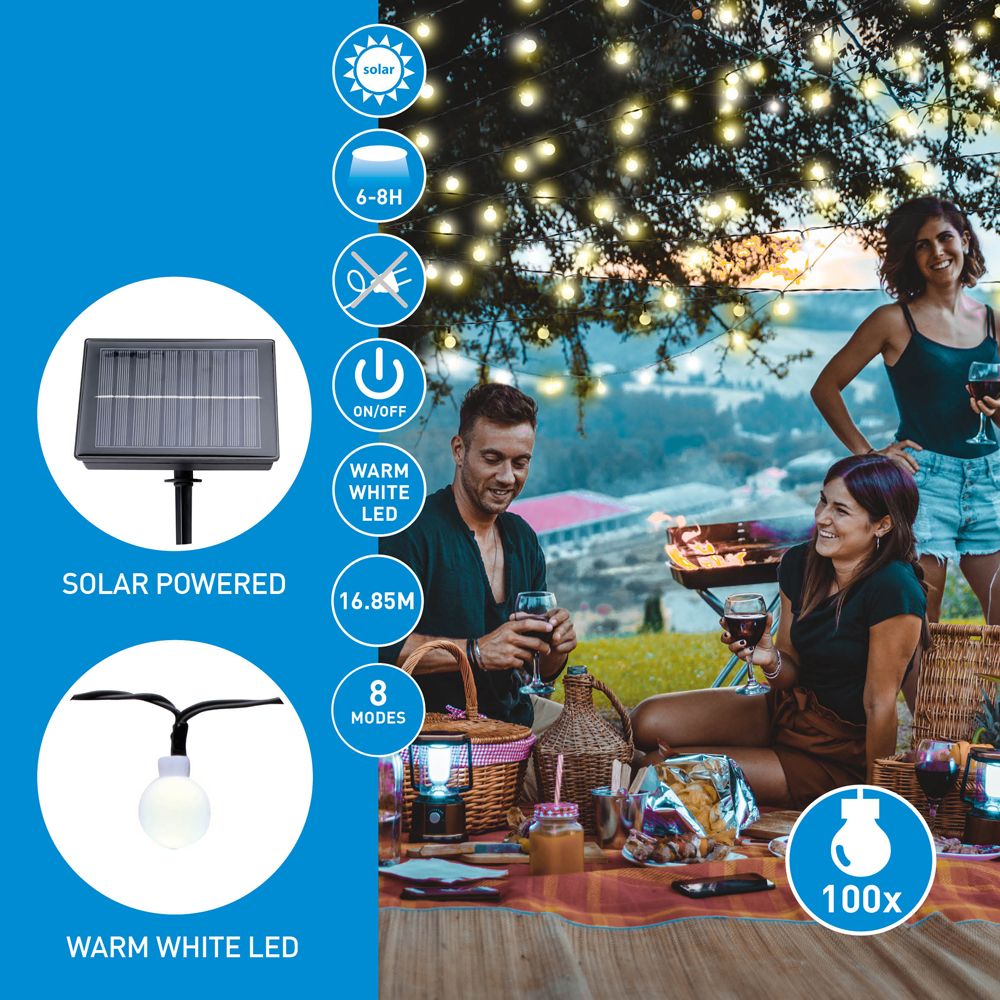 Grundig solar ljusslinga klot 100 st. 17 m