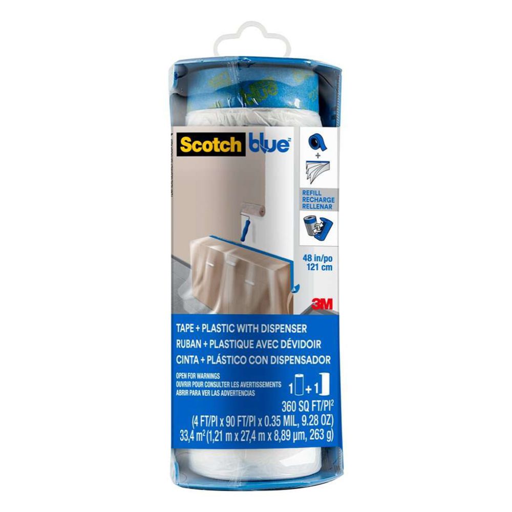 ScotchBlue sträckfilm med maskeringstejp i dispenser 1,2 x 22,8 m