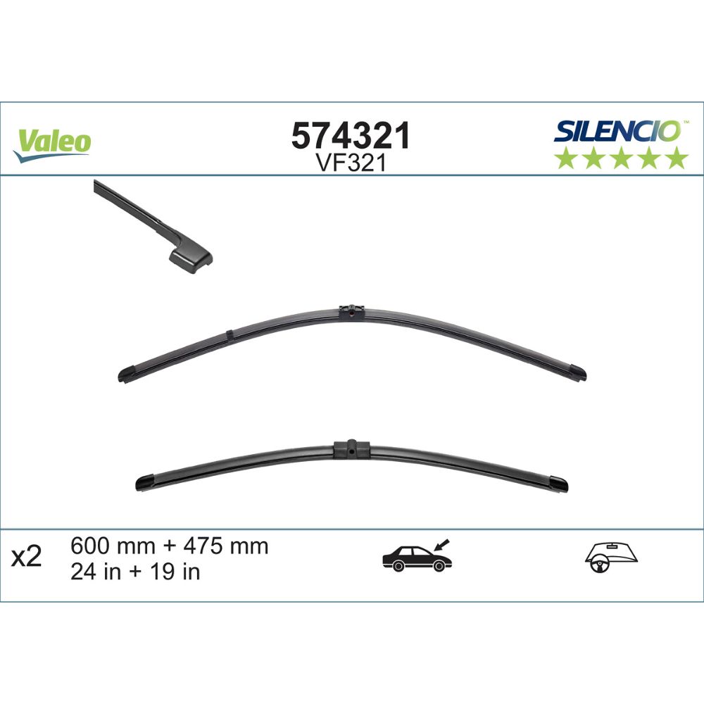 Valeo X-trm/AeroTwin VM321/VF321/A072S torkarblad 2 st. 60 + 47,5 cm