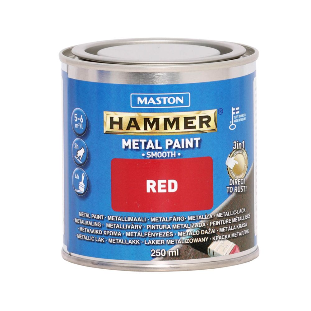 Hammer metallfärg slätlack röd 250 ml
