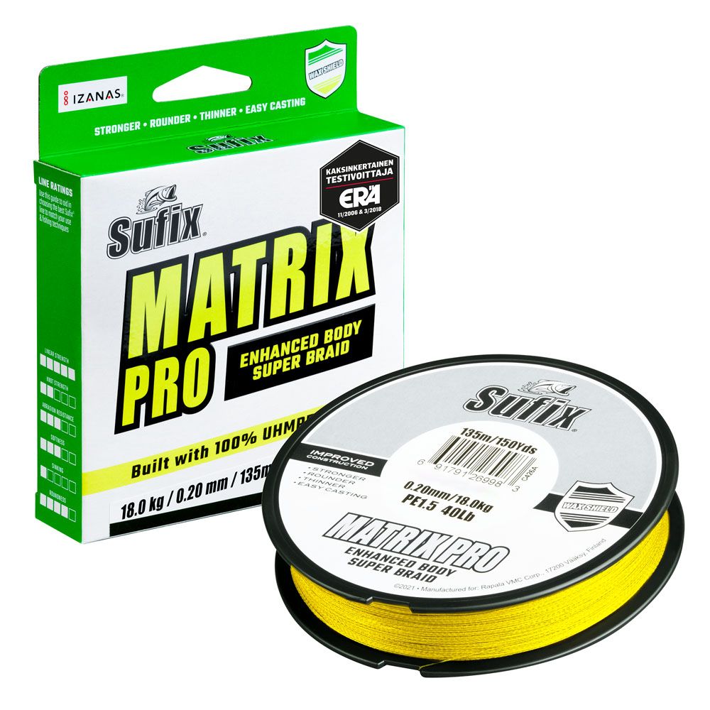 Sufix Matrix Pro 0,18 mm 135 m 13,5 kg kuitusiima keltainen