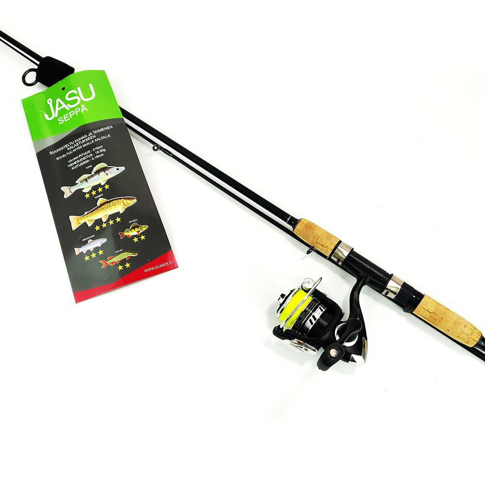 Jasu Seppä avokelasetti 180 cm 3-15 g kuitusiimalla 0,14 mm