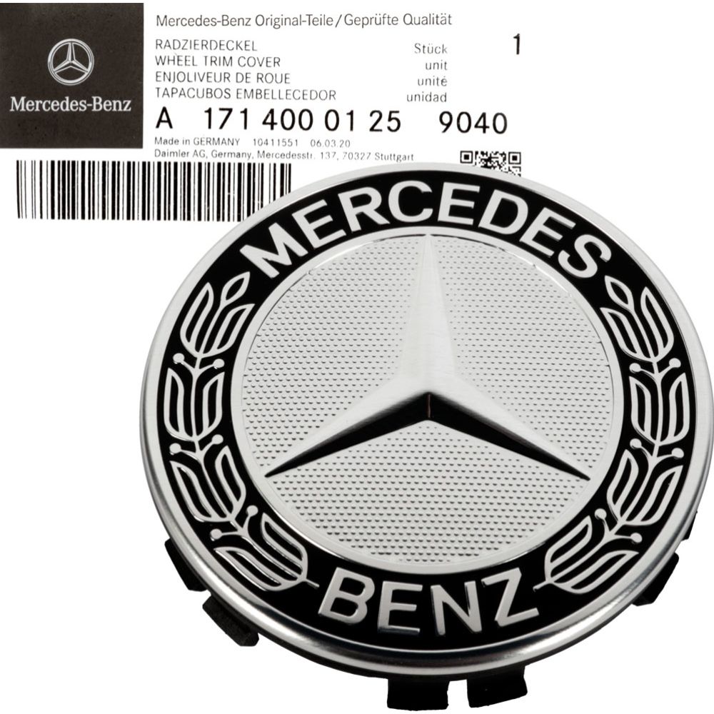 Veljekapsel Mercedes must lehtedega Ø 75 mm originaal