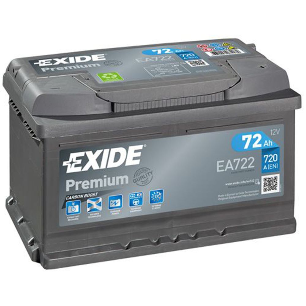 Exide EA722 72 Ah / 720 A akku P278 x L175 x K175 -+