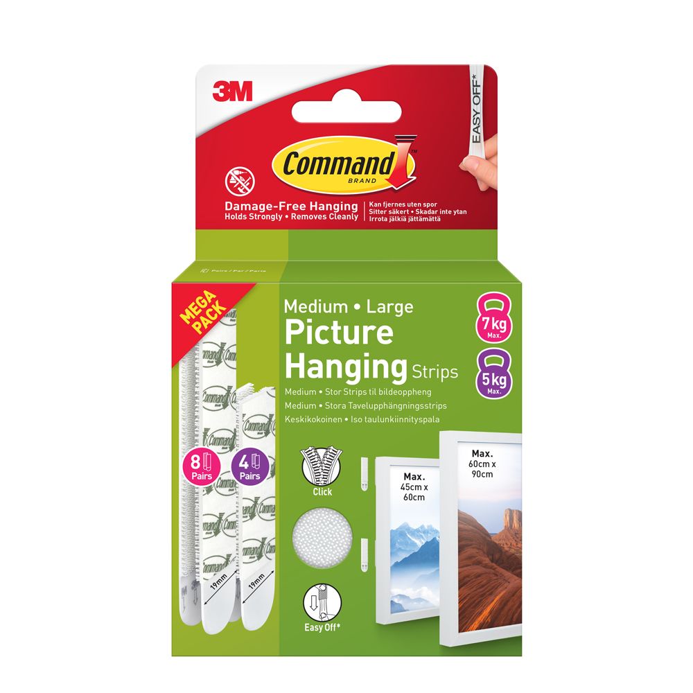 3M Command 17209 taulunkiinnityspalat keskikoko ja iso 12 kpl