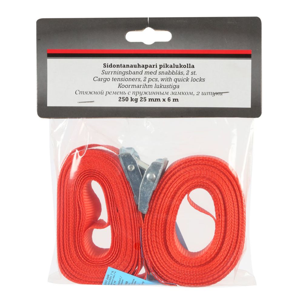 MTX Automotive kiirkinnitusega koormarihm, 250 kg, 25 mm x 6 m, 2 tk
