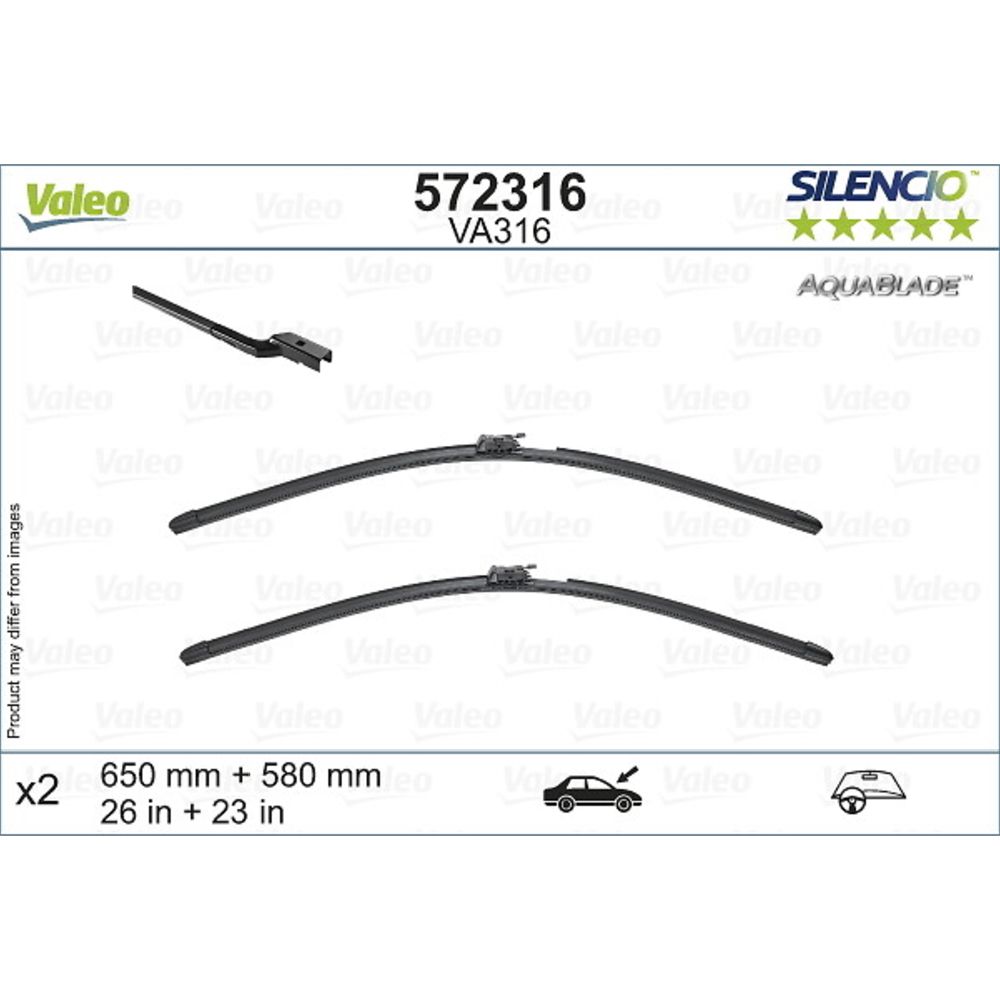 Valeo Silencio AB VA316 torkarblad 2 st. 65 + 58 cm