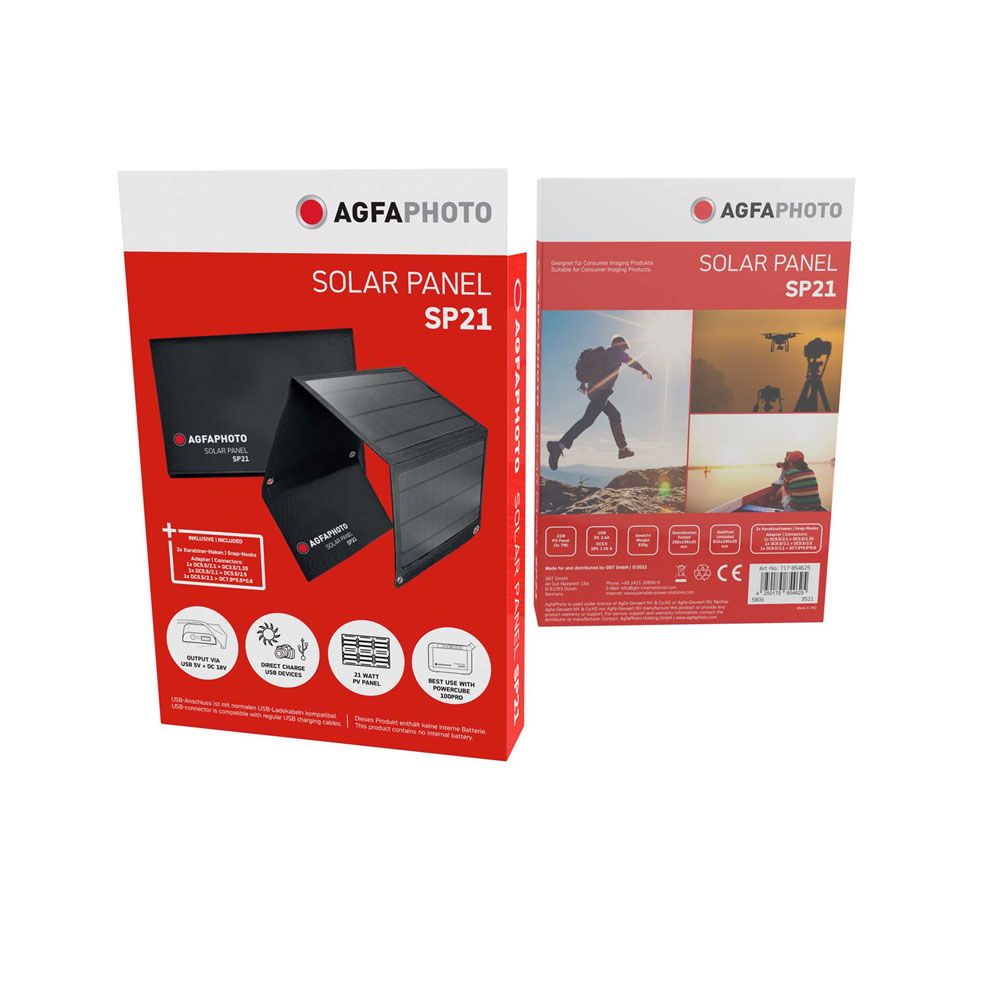 AgfaPhoto SP21 USB-pordiga kaasaskantav päikesepaneel, 21 W