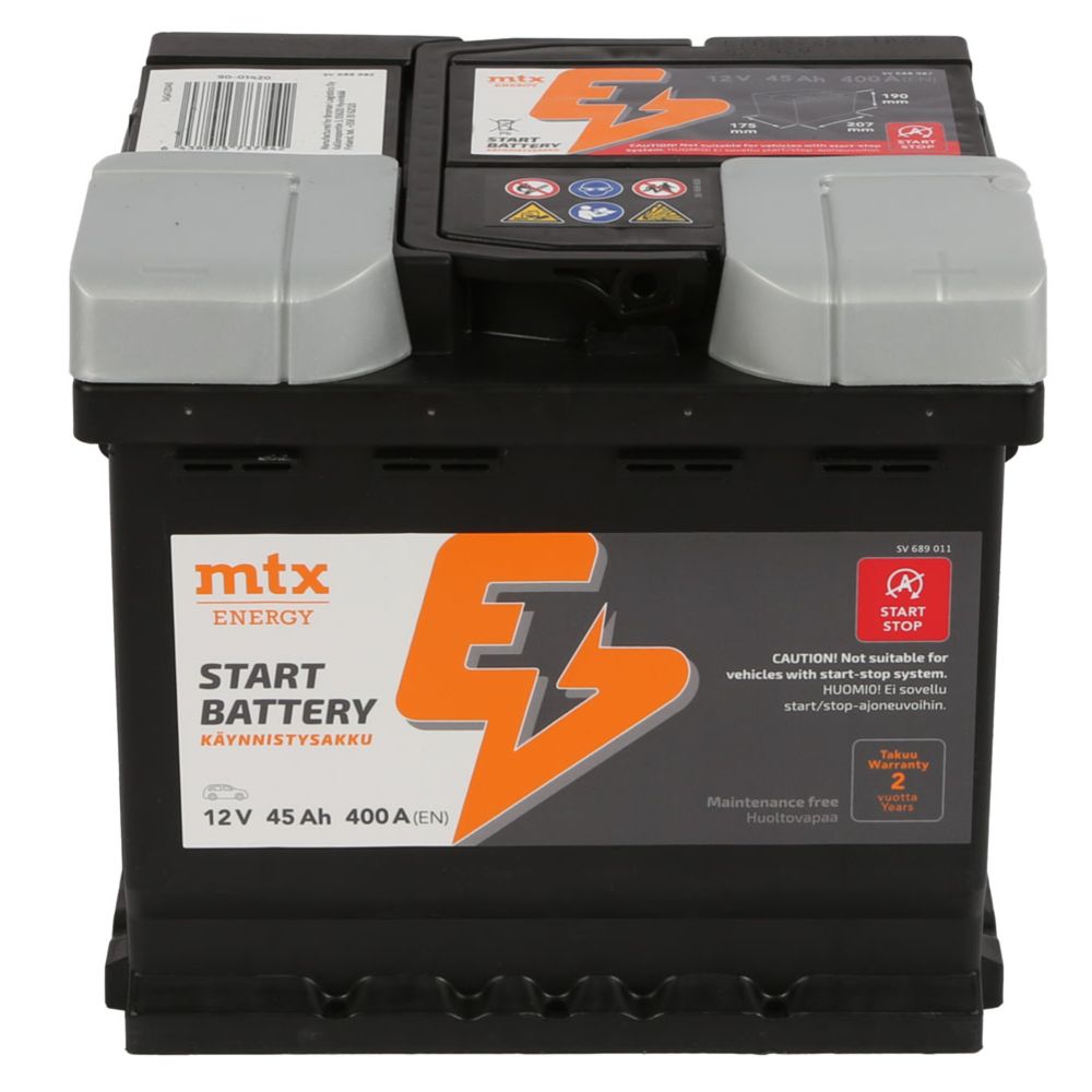 MTX Energy käivitusaku, 45 Ah / 400 A, P 207 x L 175 x K 190, -+