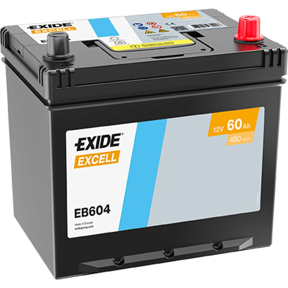 Exide EB604 60 Ah / 480 A aku, P 230 x L 173 x K 222 -+