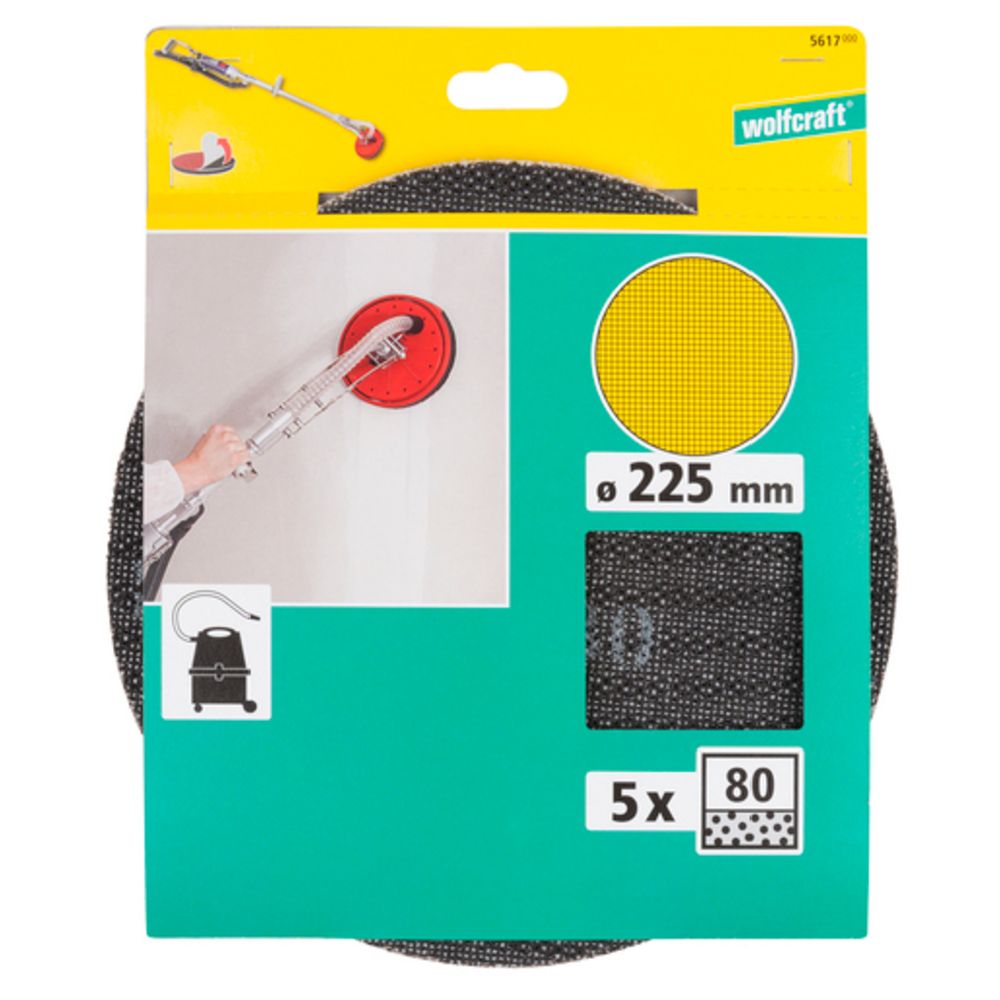 Wolfcraft® slipnät 225 mm P80 5 st