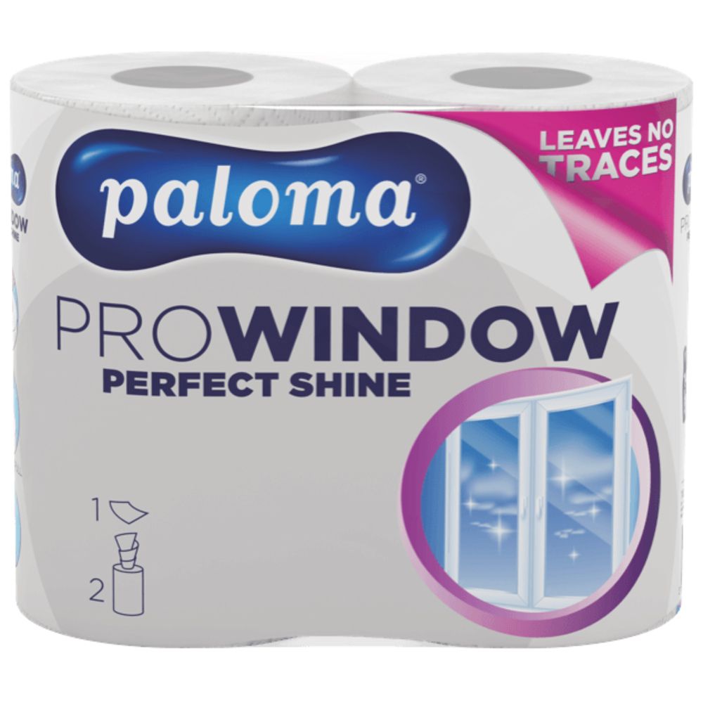 Paloma klaasipuhastuspaber Super Care 2 rulli 1-kihiline