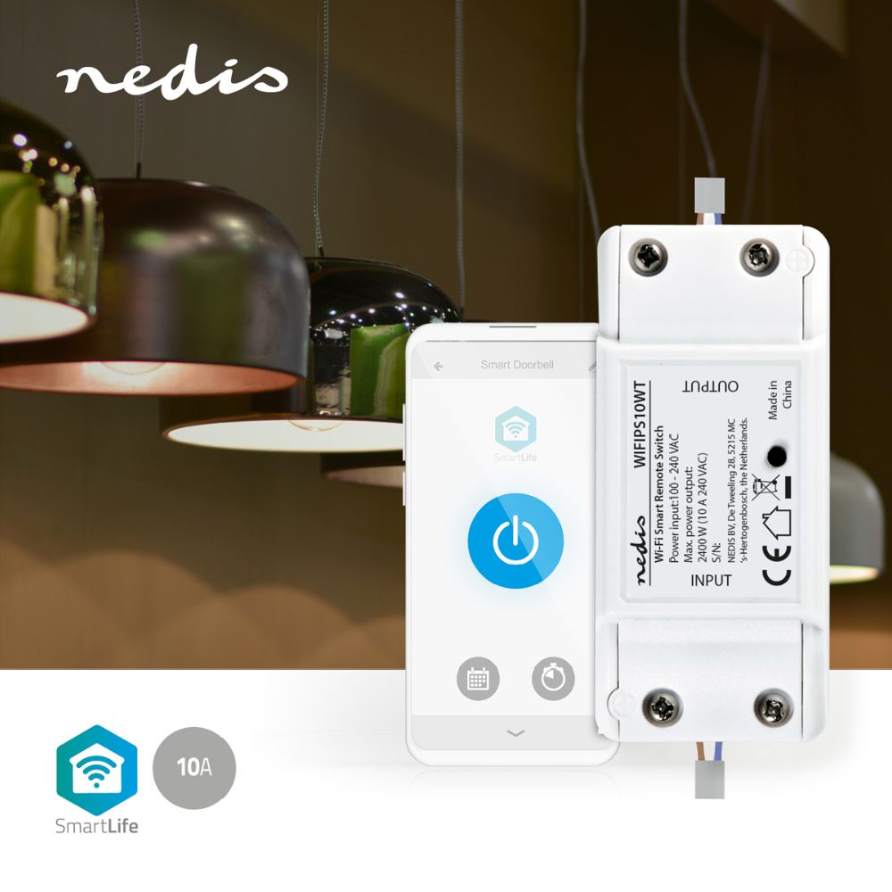 Nedis SmartLife smart strömbrytare kopplingsplint Wi-Fi 2400 W