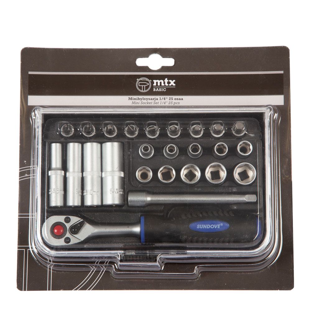 MTX Tools Basic hylssats 4–13 mm 1/4" 25 delar