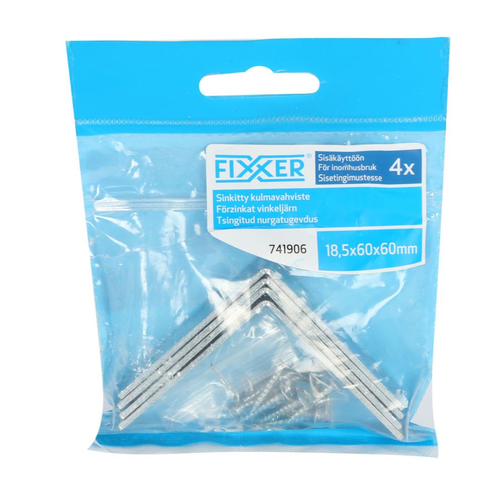 Fixxer® nurgatugevdus tsingitud 60 x 60 x 15 mm 4 tk